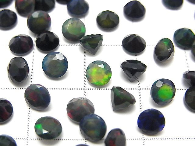 [Video]High Quality Black Opal AAA Loose stone Round Faceted 5x5mm 5pcs