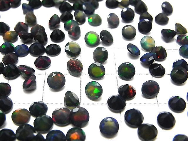 [Video]High Quality Black Opal AAA Loose stone Round Faceted 5x5mm 5pcs