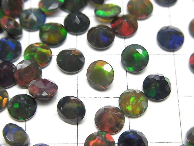 [Video] High Quality Black Opal AAA Loose stone Round Faceted 6x6mm 4pcs