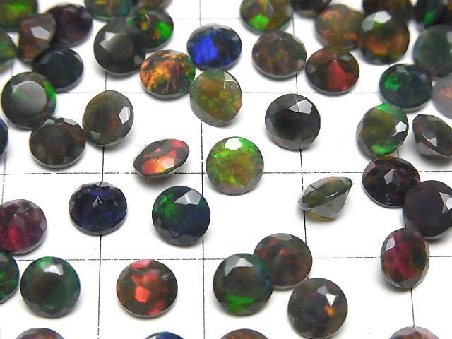 [Video] High Quality Black Opal AAA Loose stone Round Faceted 6x6mm 4pcs