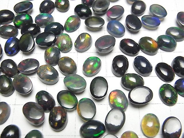 [Video]High Quality Black Opal AAA Oval Cabochon 8x6mm 2pcs