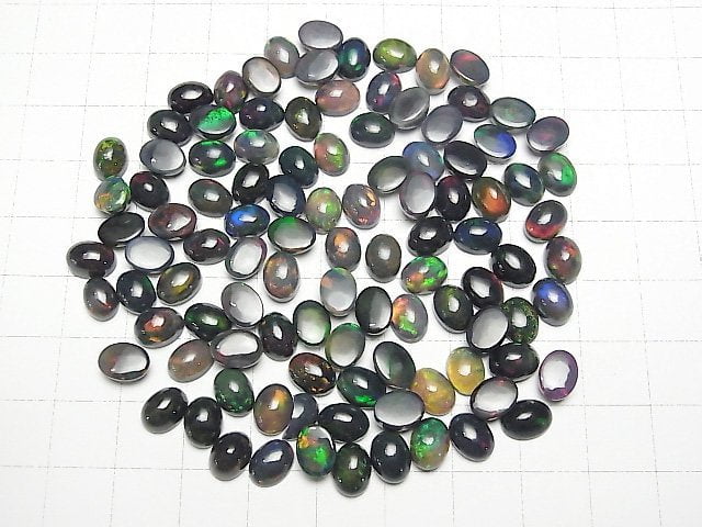 [Video]High Quality Black Opal AAA Oval Cabochon 8x6mm 2pcs