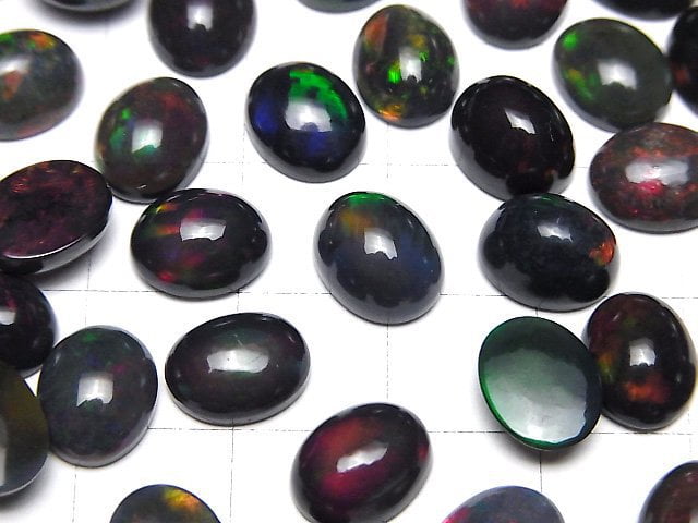 [Video] High Quality Black Opal AAA Oval Cabochon 10x8mm 1pc