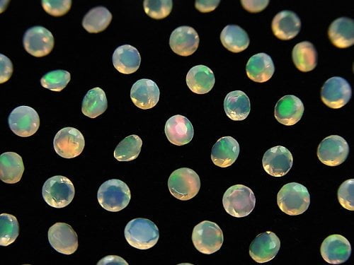 [Video]High Quality Ethiopian Opal AAA- Loose stone Round Faceted 3x3mm 10pcs