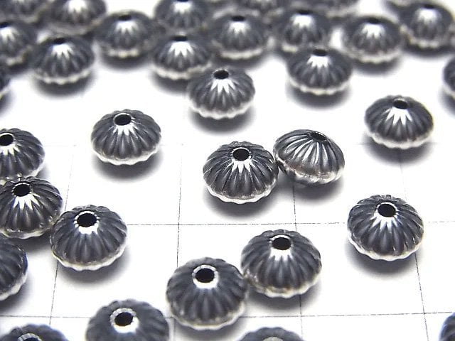 Silver925 Navajo Pearl Roundel 6.5x4.5mm 5pcs