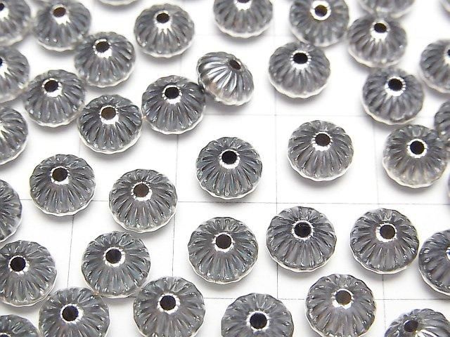 Silver925 Navajo Pearl Line Carved Rondelle 6.5x4.5mm 5pcs