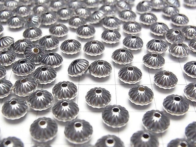 Silver925 Navajo Pearl Line Carved Rondelle 6.5x4.5mm 5pcs