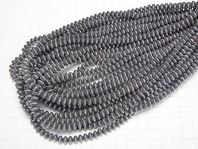 Silver925 Navajo Pearl Line Carved Rondelle 6.5x4.5mm 5pcs