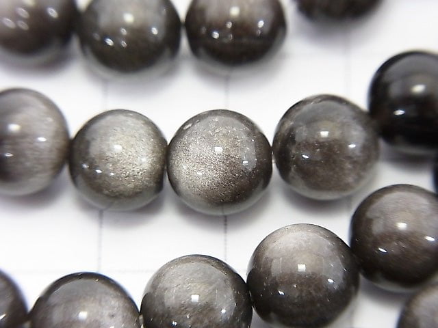 Silver Obsidian AAA Round 8mm 1strand beads (aprx.15inch/36cm)