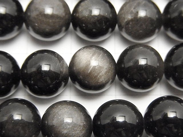 Silver Sheen Obsidian AAA Round 10mm 1strand beads (aprx.15inch / 36cm)