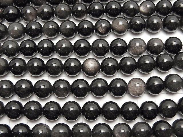 Silver Sheen Obsidian AAA Round 10mm 1strand beads (aprx.15inch / 36cm)