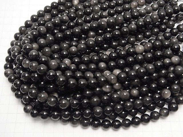 Silver Sheen Obsidian AAA Round 10mm 1strand beads (aprx.15inch / 36cm)