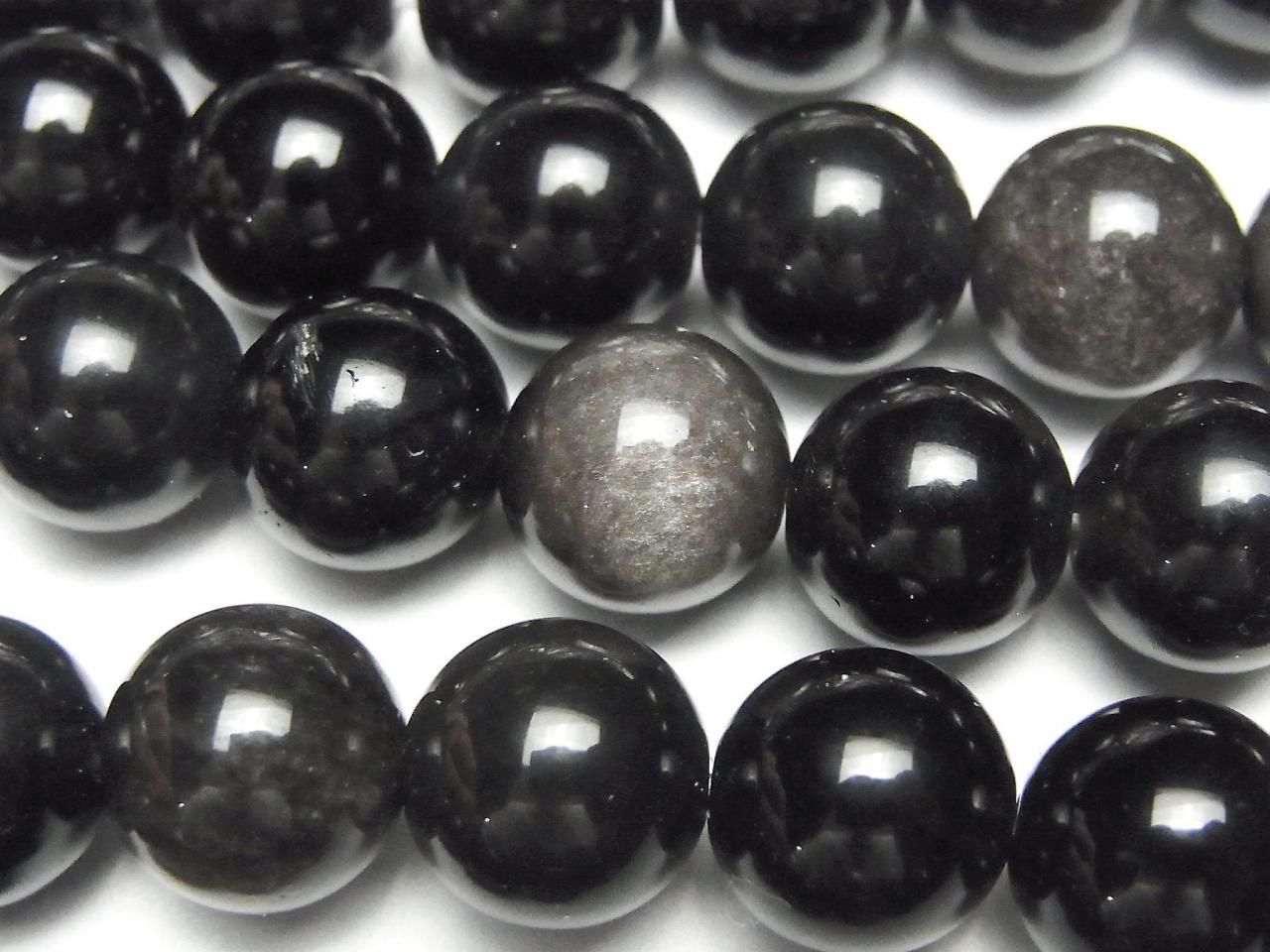 1strang 7,79 $! Silberglanz Obsidian AAA rund 12mm 1strang Perlen (ca. 15 Zoll / 36 cm)