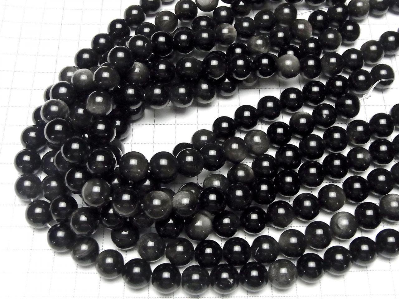 1串 $7.79！銀曜石 AAA 圓珠 12mm 1串珠子 (約15英吋/36公分)