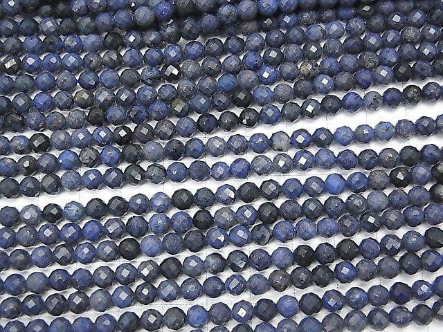 [Video] High Quality! Dumortierite  Faceted Round 5mm  1strand beads (aprx.15inch/36cm)