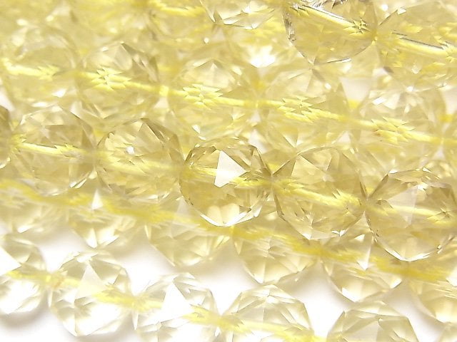 High Quality! Lemon Quartz AAA- Star Faceted Round 10mm half or 1strand beads (aprx.15inch / 37cm)