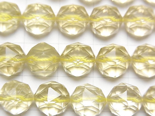 High Quality! Lemon Quartz AAA- Star Faceted Round 10mm half or 1strand beads (aprx.15inch / 37cm)