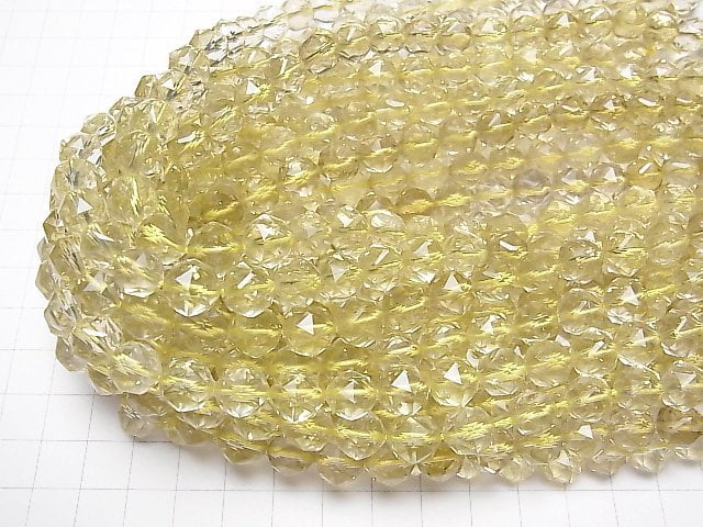 High Quality! Lemon Quartz AAA- Star Faceted Round 10mm half or 1strand beads (aprx.15inch / 37cm)