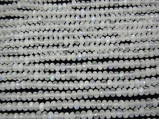 High Quality! Rainbow Moonstone AA++ Faceted Button Roundel 6x6x3mm half or 1strand beads (aprx.15inch / 38cm)