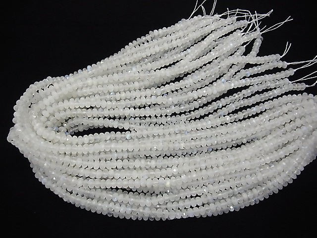 High Quality! Rainbow Moonstone AA++ Faceted Button Roundel 6x6x3mm half or 1strand beads (aprx.15inch / 38cm)