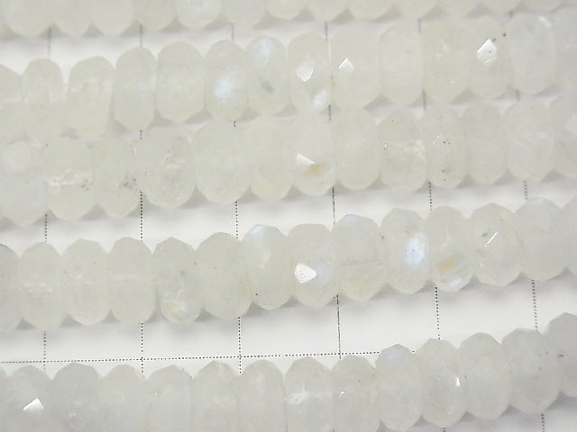 High Quality! Rainbow Moonstone AA++ Faceted Button Roundel 8x8x4mm half or 1strand beads (aprx.15inch / 38cm)