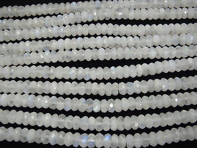 High Quality! Rainbow Moonstone AA++ Faceted Button Roundel 8x8x4mm half or 1strand beads (aprx.15inch / 38cm)