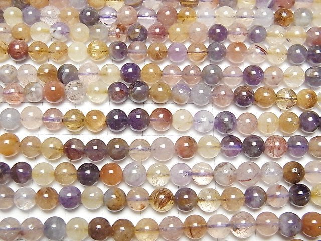 [Video] Multi Color Quartz Round 6mm 1strand beads (aprx.15inch / 36cm)