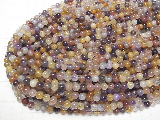 [Video] Multi Color Quartz Round 6mm 1strand beads (aprx.15inch / 36cm)