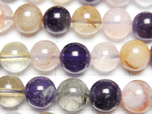 [Video] Multicolor Quartz Round 8mm half or 1strand beads (aprx.15inch/36cm)