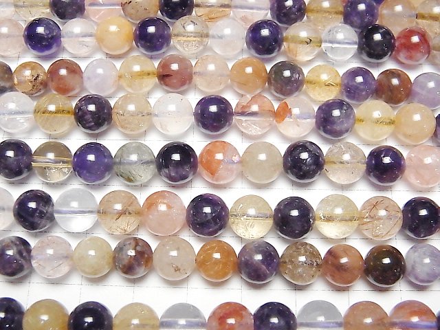 [Video] Multicolor Quartz Round 8mm half or 1strand beads (aprx.15inch/36cm)