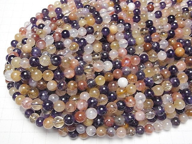 [Video] Multicolor Quartz Round 8mm half or 1strand beads (aprx.15inch/36cm)