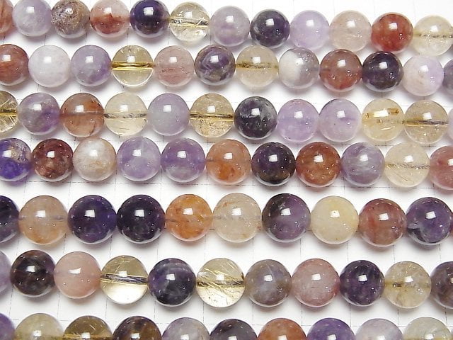[Video] Multicolor Quartz Round 10mm half or 1strand beads (aprx.15inch/36cm)