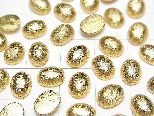 [Video] Meteorite (Muonionalusta) Oval Cabochon 8x6mm Yellow Gold 1pc
