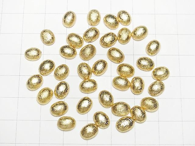 [Video] Meteorite (Muonionalusta) Oval Cabochon 8x6mm Yellow Gold 1pc