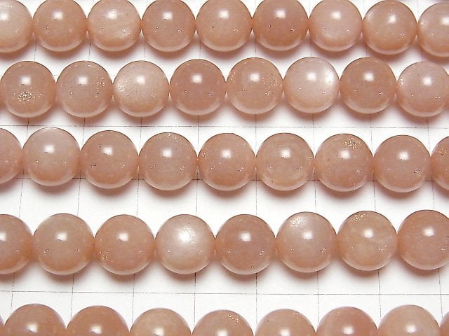 Pink-Orange Moonstone AAA- Round 10mm half or 1strand beads (aprx.15inch / 38cm)