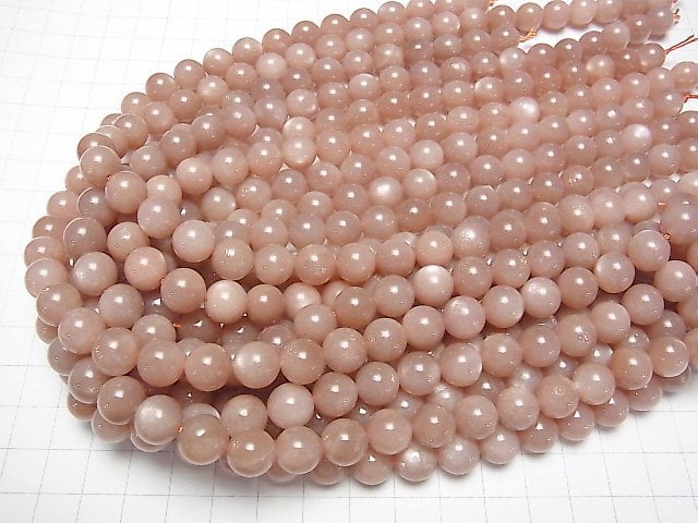 Pink-Orange Moonstone AAA- Round 10mm half or 1strand beads (aprx.15inch / 38cm)