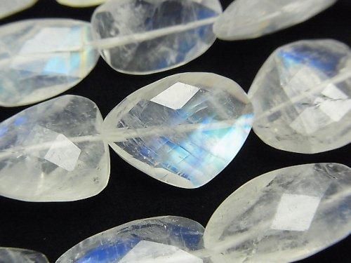[Video] High Quality Rainbow Moonstone AAA Flat Faceted Nugget 1/4-1 Strand Beads (approx. 15 inch/36 cm)