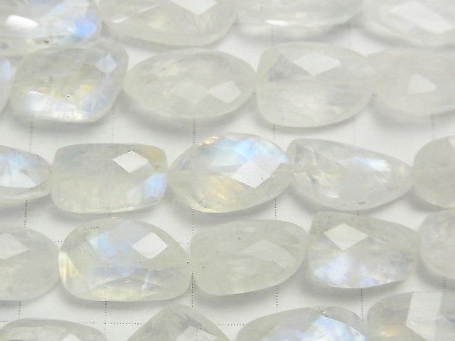 [Video] High Quality Rainbow Moonstone AAA Flat Faceted Nugget 1/4-1 Strand Beads (approx. 15 inch/36 cm)