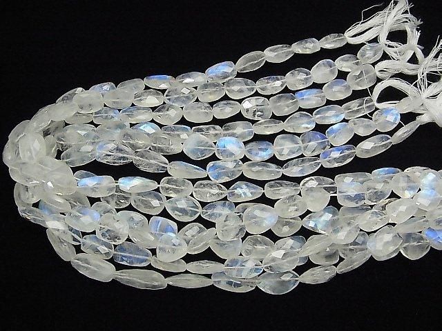 [Video] High Quality Rainbow Moonstone AAA Flat Faceted Nugget 1/4-1 Strand Beads (approx. 15 inch/36 cm)