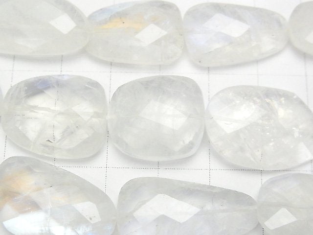 [Video] High Quality Rainbow Moonstone AAA- Flat Faceted Nugget 1/4 or 1strand beads (aprx.15inch / 36cm)