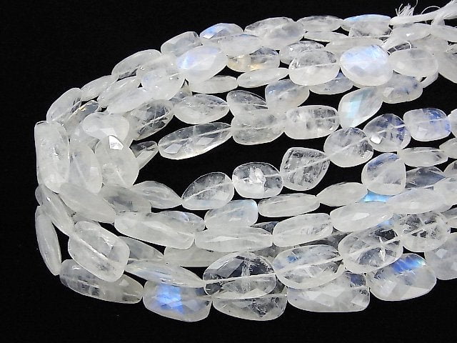 [Video] High Quality Rainbow Moonstone AAA- Flat Faceted Nugget 1/4 or 1strand beads (aprx.15inch / 36cm)