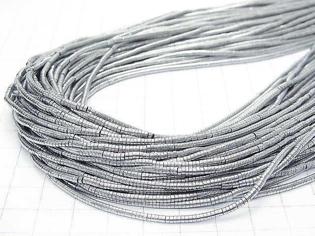 Hematite Tube (Heishi )2x2x1mm silver coated 1strand beads (aprx.15inch/38cm)