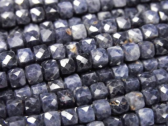 [Video] High Quality! Sapphire AA+ Cube Shape 4x4x4mm half or 1strand beads (aprx.15inch/36cm)