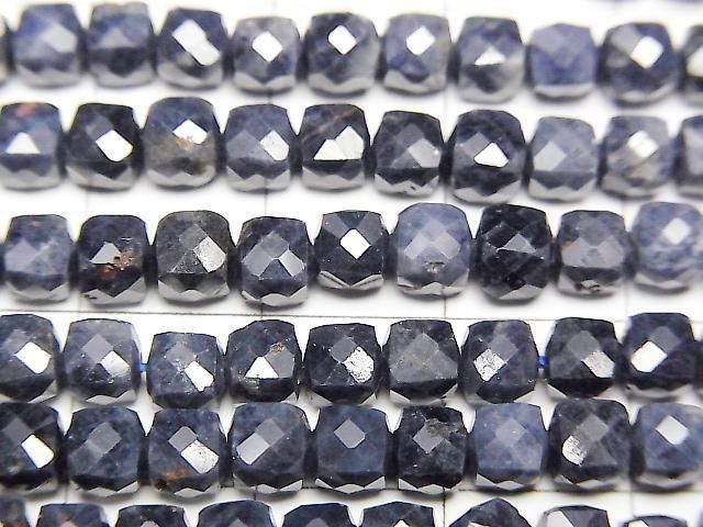 [Video] High Quality! Sapphire AA+ Cube Shape 4x4x4mm half or 1strand beads (aprx.15inch/36cm)
