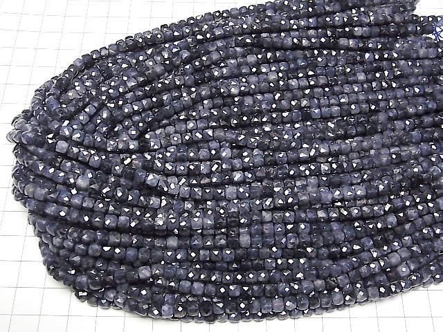 [Video] High Quality! Sapphire AA+ Cube Shape 4x4x4mm half or 1strand beads (aprx.15inch/36cm)