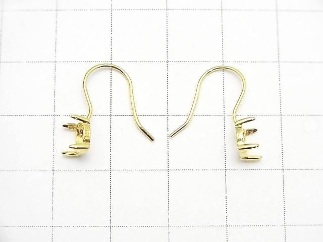 [Video] Silver925 Earwire Frame (Prong Setting) Round 6x6mm 18KGP 1 pair