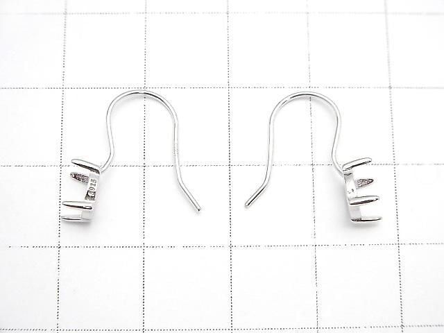 [Video]Silver925 Earwire Frame (Prong Setting)Round 6x6mm Rhodium Plated 1pair