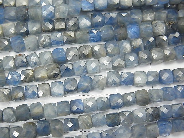 [Video] High Quality!  Kyanite AA Cube Shape 4x4x4mm half or 1strand beads (aprx.15inch/38cm)