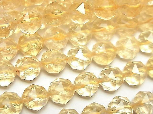 [Video]High Quality! Light color Citrine AA++ Star Faceted Round 8mm half or 1strand beads (aprx.15inch/37cm)