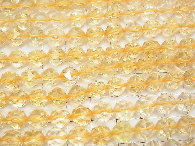 [Video] High Quality! Light Color Citrine AAA- Star Faceted Round 8mm half or 1strand beads (aprx.15inch / 37cm)